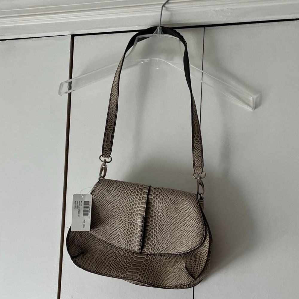 New - Chico's Reptile Print Off White/Tan Handbag
